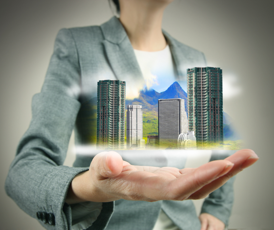 main faisant apparaître des immeubles en 3D